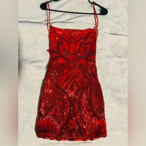 Elegant Red Sequin Dress
